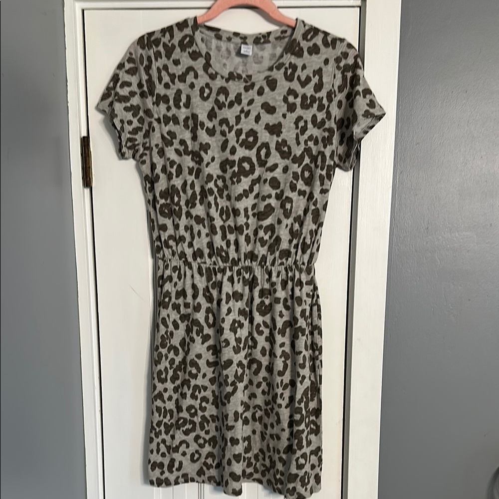 Old Navy Leopard Print Flutter Sleeve Fit & Flare Mini Dress, Size Small